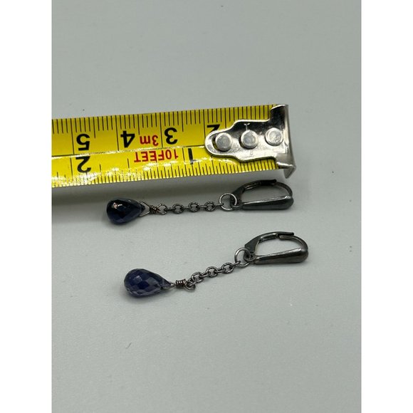 Sterling Silver Chain Dangles Earrings Sterling Silver Semi Precious Stone Drops - Picture 8 of 8